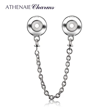 ATHENAIE 925 Sterling Silver Ring Conection Bezpečnosti Reťazca zobrazili kľúčové tlačidlá pre Pôvodné Európske Charms Korálky Fit Malá Veľkosť Náramku