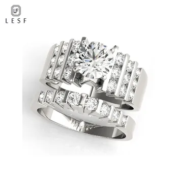 LESF Nové Produkty 925 Striebro Prstene Jemné Šperky 1.2 CT Moissanite Diamantové Zásnubné Pre Ženy Prsteň Súpravy