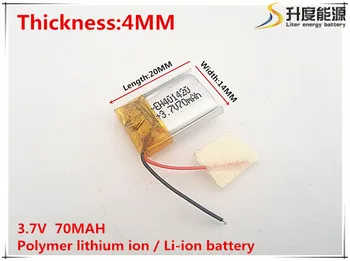 3,7 V 70mah 401420 Lítium-Polymérová LiPo Nabíjateľná Batéria li ion Pre Mp3 Mp4 Mp5 DIY PAD DVD E-kniha bluetooth headset