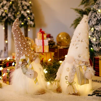 Gnome Vianočné Anonymný Bábika LED Svetlo Veselé Vianočné Dekorácie Pre Domov Ornament Vianoce Navidad Natal Nový Rok Darček