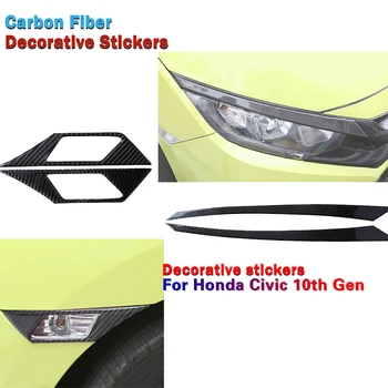 Auto Svetlometu Eyeb Obočie Panel Výbava Reálne karbónová Nálepka vhodné Na HONDA CIVIC G10 10. 2015-2019 Dekoratívne Pásy