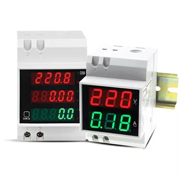 Digitálny Merač AC 80-300V 0-100.0 Din lištu LED Energie Napätie Volt Aktuálne Meter Voltmeter Ammeter D52-2047