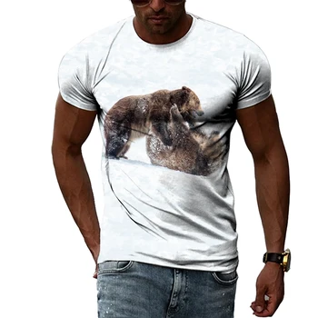 Letné Módy Cool Štýl Medveď Grafické T-shirts Mužov Bežné Trend 3D Osobnosti Hip Hop Harajuku Vytlačené Krátke Rukáv Top
