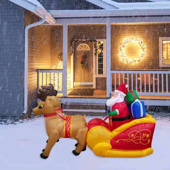 Vianočné Nafukovacie Santa Claus Elk Ťahá Sánky LED Svietiace Nafukovacie Model Slávnostnú Atmosféru Vonkajšie Záhradné Dekorácie