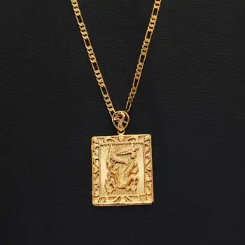 Móda Reálne 24K Gold Plating Prívesok Náhrdelník Muž Dragon Hiphop Rock Reťazca Šperky