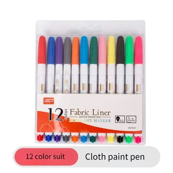 12 Farba Tkaniny Maľovanie Pen Set detské Textilné Tkaniny Farby Štetcom T-shirt Topánky DIY Graffiti Art Dodávky