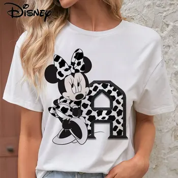 Vlastné Meno Písmená Dámske Vytlačené T Košele Minnie Mouse Písmená Písma A B C Disney Tričká Roztomilý Minnie Mouse, T Košele Ženy