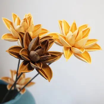 2 ks Ručné Sušené Kvety Dreva Lotus Dekoratívne Ozdoby Lotus Simulácia Kvet Usporiadanie Obývacia Izba Podlaha Kytice