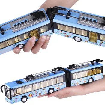 Dvojité električkou, autobusom model,1:50 zliatiny vytiahnuť späť Dvojité časti autobusu,Vysoko kvalitný zvuk a svetlo, hudbu, hračky pre deti