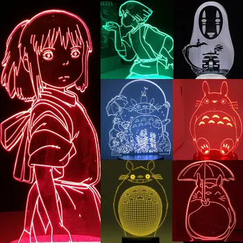 Anime, Komiksu Totoro Obrázok Led Nočné Svetlo 3D Lampa Ilúzie Darčeky Nočného pre Deti, Dieťa, Hračky pre Dievčatá, Darček k Narodeninám, Nočné