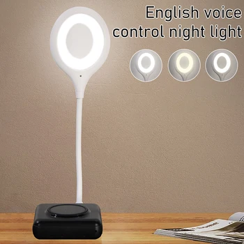 Smart LED Stolná Lampa Prenosné Ovládanie Hlasom Nočné Svetlo USB Plug-In Table na Čítanie 3 Svetelné Módy Super Svetlé Krúžok Svetlá Skladacia