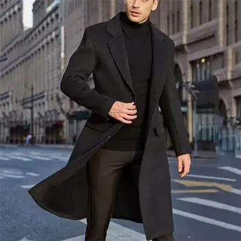 Pánske Slim Fit Stredne Dlhé Bundy Vlnené Kabát pre Mužov Svadobný Oblek 2022 Ženícha Tuxedos Formálne Oblečenie