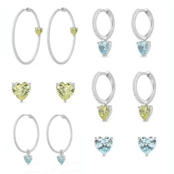 rýdzeho striebra 925 v tvare srdca gem série náušnice pre ženy vyhovovali svetlo luxusné svetlo modrá Večeru Svadby, Módne Šperky