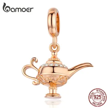 bameor Charms 925 Aladdin je svetlo Prívesok Charm fit Originálne Strieborné Náramky Rose Color Magic Design DIY Šperky SCC703