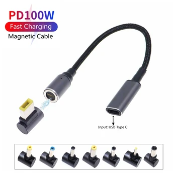 100W USB Typu C PD Napájací Adaptér Prevodník Magnetického Rýchly Prenosný Nabíjací Kábel Drôt pre Asus Hp Notebook Lenovo Konektor pre Nabíjačku