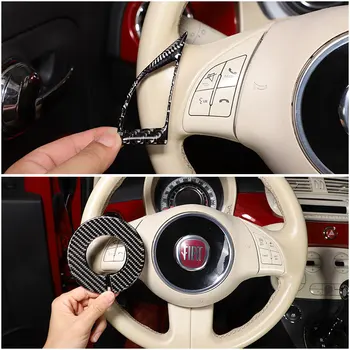 Pre Fiat 500 Obdobie 2010-2015 Mäkké Uhlíkových Vlákien Volante Vozidla Tlačidlo Krytu Výbava Nálepky, Interiérové Auto Príslušenstvo