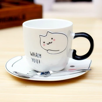 New cute cat hrnčeky šálku Kávy s tanier, kávové hrnčeky kreatívne šálky a hrnčeky Malé lenivá mačka šálka s Lyžičkou Dievča, darček