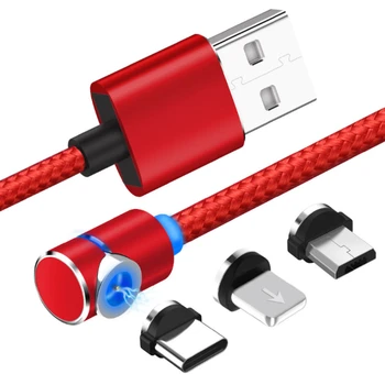 AM30 1M 90 Stupňov Magnetického Kábel , Nylon LED Micro USB Kábel a USB Typ-C, USB C Kábel pre iPhone Samsung Xiao