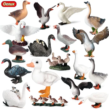 Oenux Farmy Model Simulácie, Labuť, Hus Gaggle Duck, Kŕdeľ Akčné Figúrky Hydina Zvieratá Figúrka PVC Miniatúrne Krásne Deti Hračka