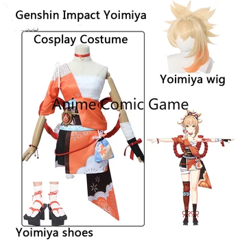 Anime Hry Genshin Vplyv Simulácia Pokožku Hlavy Yoimiya Cosplay Parochňu Topánky Úplná Sada Cosplay Kostým Dievča Halloween Party Ženy, Dievča