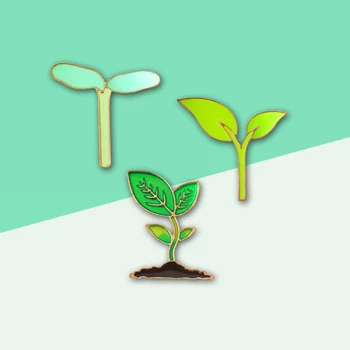3 Štýl Osobné Prírodné Zelené Rastliny Rastliny Listové Púčiky Bean Kel Pôdy Minimálne Smalt Kolíky Džínsy Odznak Pre Deti Priateľmi