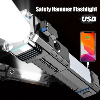 Multifunkčné LED Nabíjania Blesku Núdzové Svetlo Vozidlo Bezpečnostné Kladivo Okno Istič USB Upozornenie Pochodeň Svetla Vonku