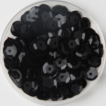 50g 6mm Pohár Kolo Sequin Paillettes Šitie Dekorácie Artesanatos Acessorios Čierne Flitre