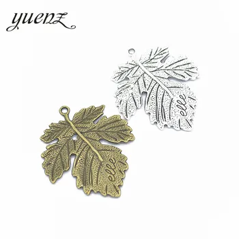 YuenZ 4pcs Starožitné strieborná farba kovových zliatin Listy Náhrdelník Prívesok Charms DIY Šperky Robiť Ručne Príslušenstvo Q337