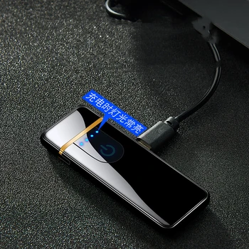 Nové Vetru Odtlačkov prstov Touch USB Zapaľovač Elektronické Plnenie Ľahšie Ultra-Tenké Obojstranné Kúrenie Elektrické Drôty Horák