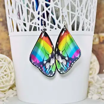 2021 Nové Rainbow Simulácia Cikada Krídla Klip na Náušnice, Módne Víla, Motýľ Flitrami Drop Náušnice pre Non Prebodol Ženy