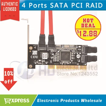Doprava zadarmo 1pcs Zbrusu Nový 4 Portu SATA PCI RADIČ RAID KARTA 4 SATA SERIAL ATA, PCI RADIČ RAID I/O KARTA PC+Kábel
