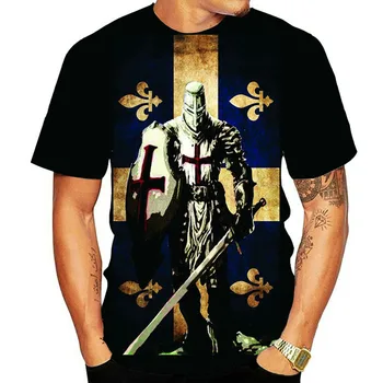 Templar digitálna tlač 3dt-shirt pánske letné módy bežné kolo krku tričko, polovičný rukáv, čierna voľné plus veľkosť top