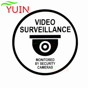 YUIN Video Dohľad, Monitorované Bezpečnostnými Kamerami, Obtlačky Módne PVC Nepremokavé Auto Nálepky Black/White/Red/Laser/Strieborná