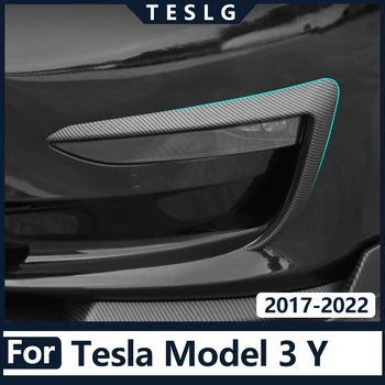 Auto Predný Nárazník Na Ochranu Pásy Predné Hmlové Svetlo Rám Pre 2017-2022 Tesla Model 3 Y Vonkajšie Úpravy Nálepky Príslušenstvo