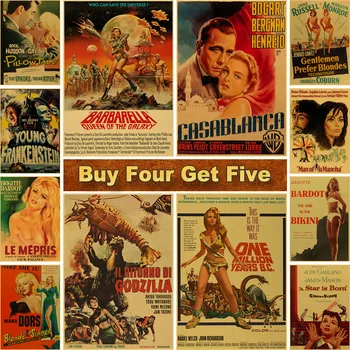 Klasický Old Movie Plagát Vintage Kraft Papier Plagáty a Vytlačí Umenie Maľba na Miestnosť, Bar, Kaviareň Dekorácie na Stenu Dekor