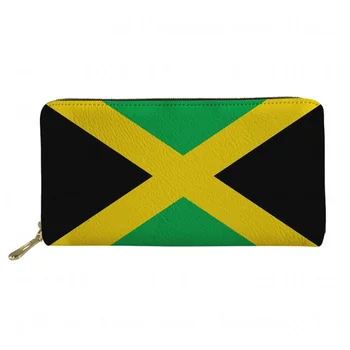 Ženy Muž Peňaženky Jamajský Národ Vlajky Vytlačené Kožené Kabelky s Mince Vrecku Módne Dámske Dlhé Tenké Peňaženky pre Peniaze