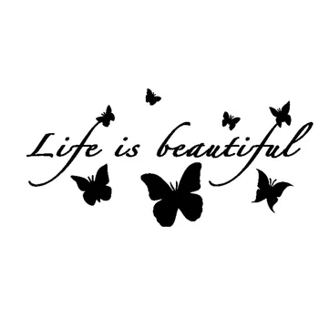 Auto Samolepky Tvorivé Nálepky Život Je Krásny Krásne Motýle Auto Dekorácie Nepremokavé a opaľovací Krém PVC 18*9 cm