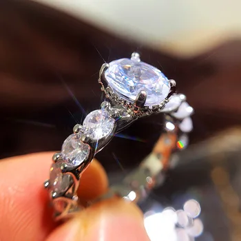 Klasické Strieborné Pozlátené Ženy snubný Prsteň Okrúhly Rez Biely Zirkón Crystal Svadobný Prsteň Promise Ring dámske Módne Šperky Dary