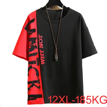 Veľká veľkosť extra Plus letné Tričko voľné 185kg bavlna kolo krku polovicu krátky rukáv t-shirt pánske oblečenie 12XL 10XL 11XL