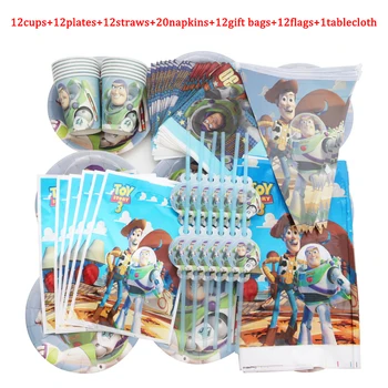 Toy Story Dizajn Chlapci Narodeninovej Party Dekorácie Buzz Lightyear, Papierové Poháre Taniere Baby Sprcha Jednorázový Riad 36/68/81Pcs