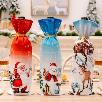 Vianočné Fľaša Vína 1pcs Nový Rok 2022 Protiprachový Kryt, Taška Santa Claus Noel Stole, Výzdoba, Vianočné Dekorácie pre Domov