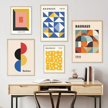 V polovici Storočia, Moderné Bauhaus Abstraktné Geometrie Plagáty Plátne, Obrazy na Stenu Umenie Fotografie Vytlačí pre Obývacia Izba Domova