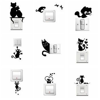 Kreslených mačka Nepremokavé Samolepky na Stenu Wall Art Decor Pre Deti Izba Obývacia Izba Domova Vinyl nástenná maľba Odtlačkový