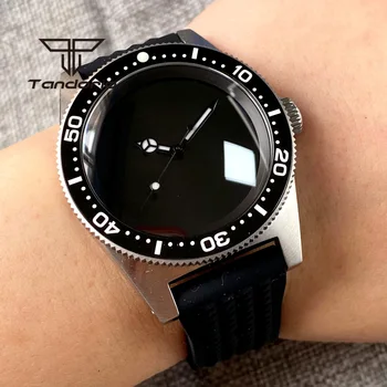 Tandorio 300M 41mm Automatické pánske Náramkové hodinky Čierne Sterilné Dial PT5000 NH35A Zafírové Sklo Rotujúce Keramická Fazeta Stebėtų Popruh