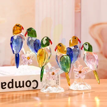 Móda K9 Krištáľové Sklo Papagáj Figúrky Paperweight Crystal Plavidlá Miniatúrne Zvierat, Vtákov Figúrka Domov Festival Dekorácie