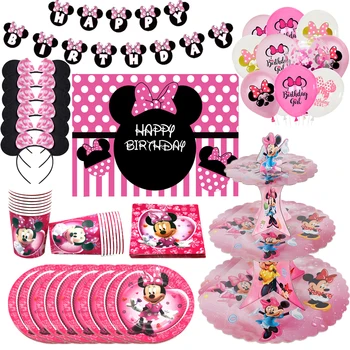 Minnie Mouse Narodeninovej Party Dekorácie, Jednorázový Riad Papier Pohár Doska Balón Viac pre Deti, Dievčatá Strana Dekor Dodávky
