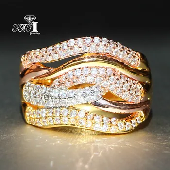 YaYI Šperky, Módne Princezná Rez 3.4 CT Biely Zirkón Zlatá Farba Zásnubné Prstene snubné Prstene Strany Krúžky