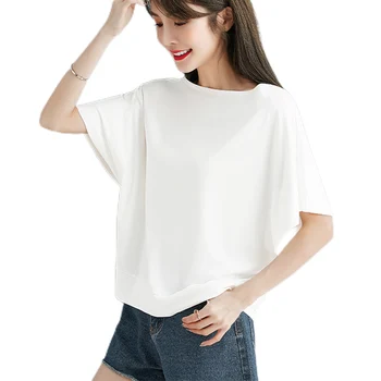 Ženy Sweetshirts Krátky rukáv dámske oblečenie Čierna biela T-shirts pre Dievčatá O-Krku Letné Oblečenie Designgs Základné Ženské Košele