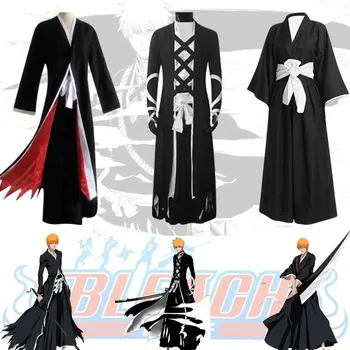 Anime Bleach Kurosaki Ichigo Cosplay Kostým Tisíc Rokov Krvi Vojny Parochňu Black Shinigami Oblečenie Oblečenie Jednotné Halloween Mužov Nastaviť