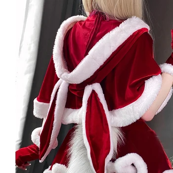 2023 Ženy Vianoce Vianoce Pani Santa Claus Cosplay Kostým Zimné Bunny Dievča Cape Plášť Oblečenie